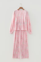 Pink Christmas Tree Nutcracker Print 2pcs Lounge Pant Set