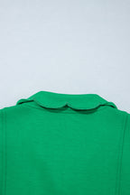 Bright Green Sleeveless Zip Front Scallop Hem Mini Dress
