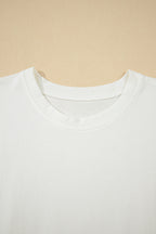 White Drop Shoulder Crew Neck Shift T Shirt Dress