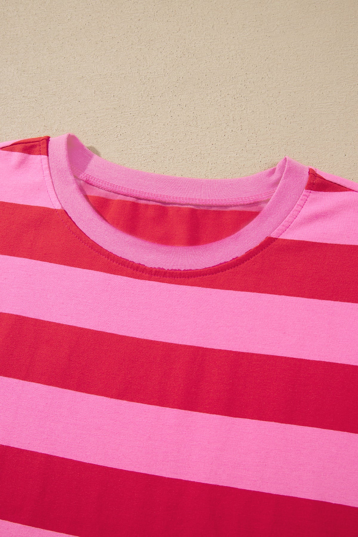 Orange Stripe Cuffed Short Sleeve Pocketed Casual T Shirt Long Dress