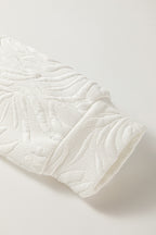 White Jacquard Textured Quarter Zipper Shift Mini Dress