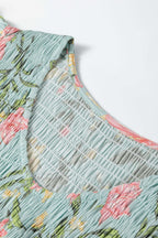 Yellow Smocked Bodice Ruffled Sleeveless Tiered Floral Maxi Dress