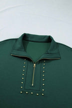 Evergreen Plus Size Glow Studded Zip up T Shirt Dress with Pockets