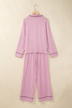 Delicacy Long Sleeve Colorblock Patchwork Two Piece Home Wear Lounge Set