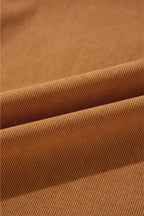 Desert Gold Corduroy Pleated Puff Sleeve Shift Short Dress