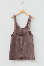 Goat Vintage Washed Denim V Neck Suspender Mini Dress