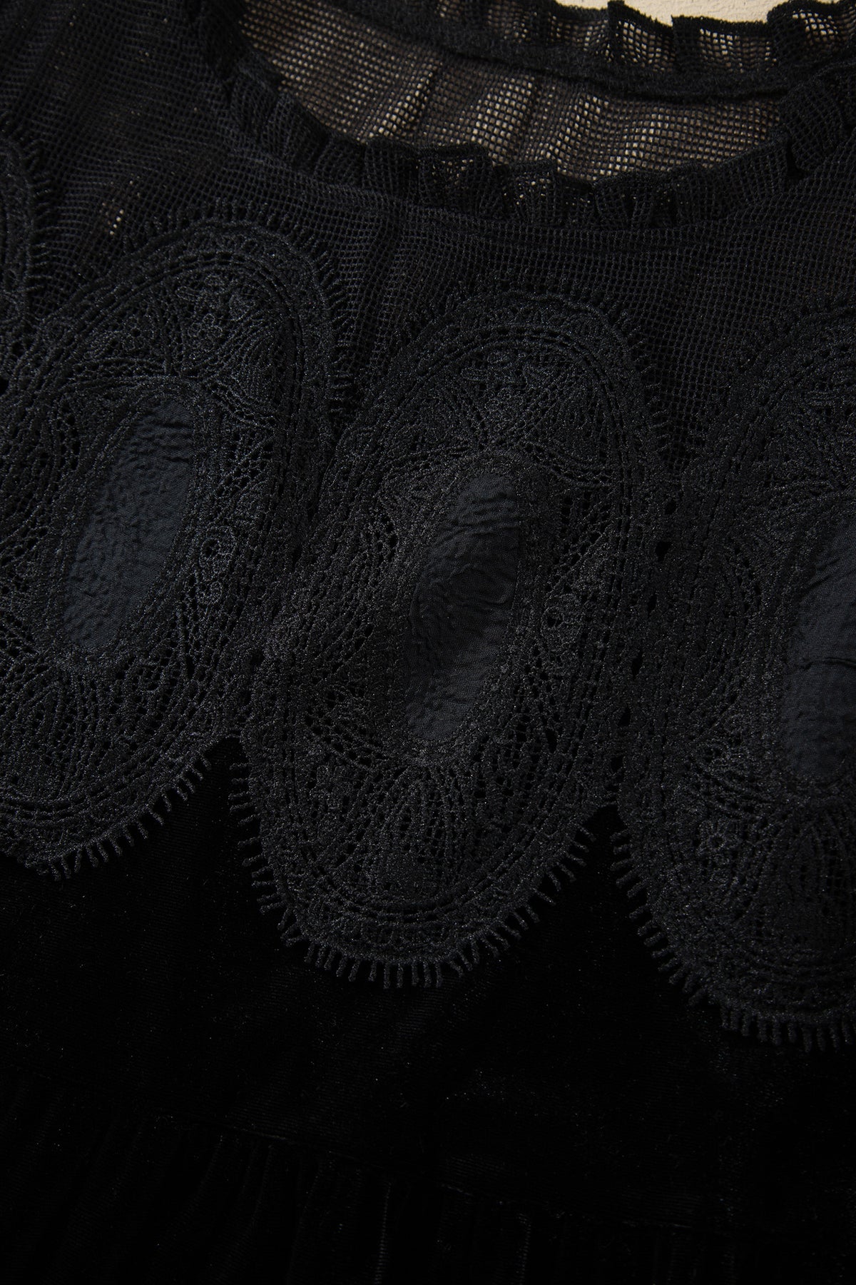 Black Embroidered Velvet Short Sleeve Mini Shift Dress