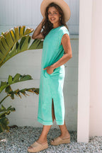 Wisteria Mineral Wash Pocketed T-shirt Long Dress