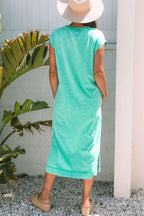 Wisteria Mineral Wash Pocketed T-shirt Long Dress