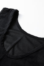 Black Plus Size Corduroy Patch Pocket Sleeveless Mini Dress