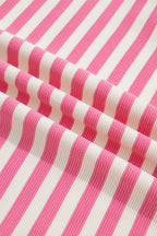Pink Stripe Contrast Patchwork Short Sleeve T Shirt Shift Dress