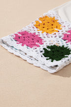 White Floral Crochet Splicing Sleeve T Shirt Dress