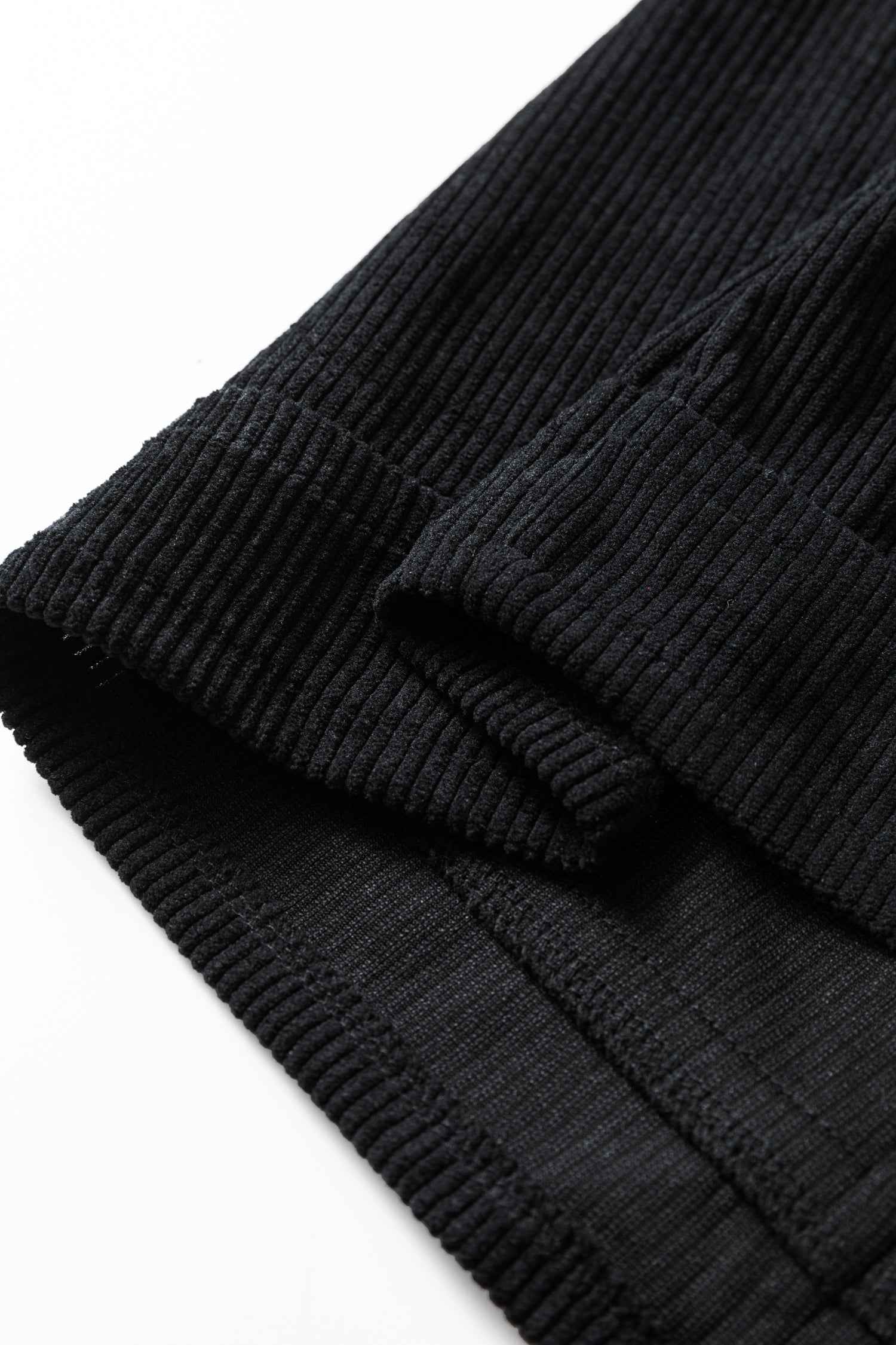 Black Plus Size Corduroy Patch Pocket Sleeveless Mini Dress
