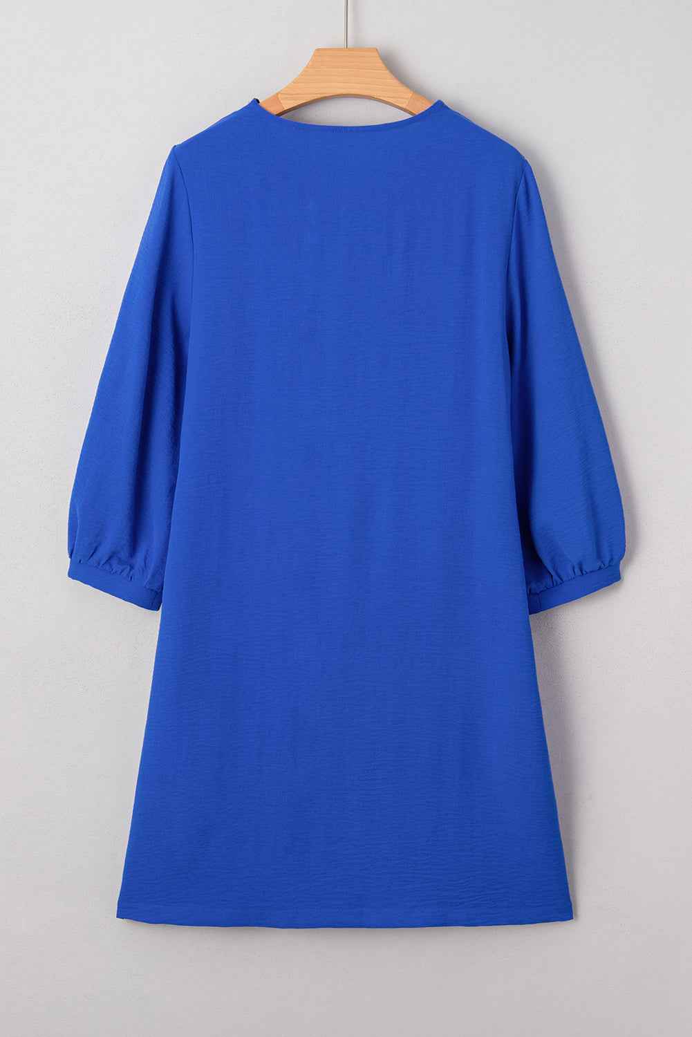 Sky Blue Frilled V Neck Bracelet Sleeve Shift Mini Dress