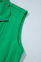 Bright Green Sleeveless Zip Front Scallop Hem Mini Dress