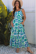 Multicolour Floral Maxi Sundress with Ricrac Trim