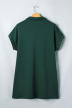 Evergreen Plus Size Glow Studded Zip up T Shirt Dress with Pockets