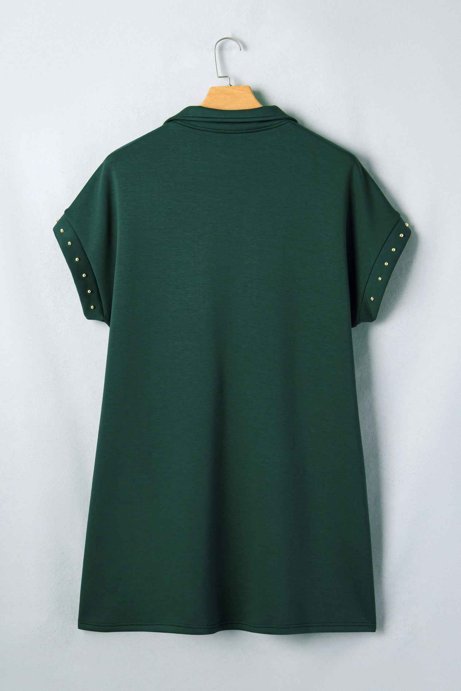 Evergreen Plus Size Glow Studded Zip up T Shirt Dress with Pockets