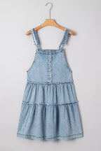 Dusk Blue Light Wash Tiered Flowy Overall Denim Dress