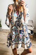Green Tribal Bracelet Sleeve Buttoned Mini Dress - MuseLover
