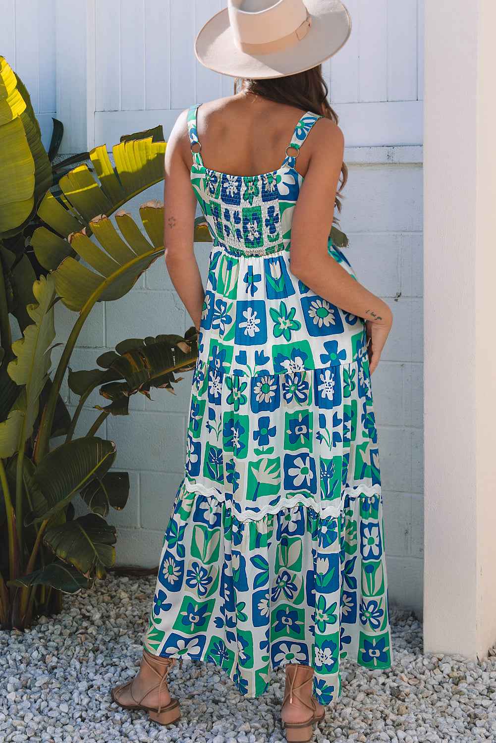 Multicolour Floral Maxi Sundress with Ricrac Trim