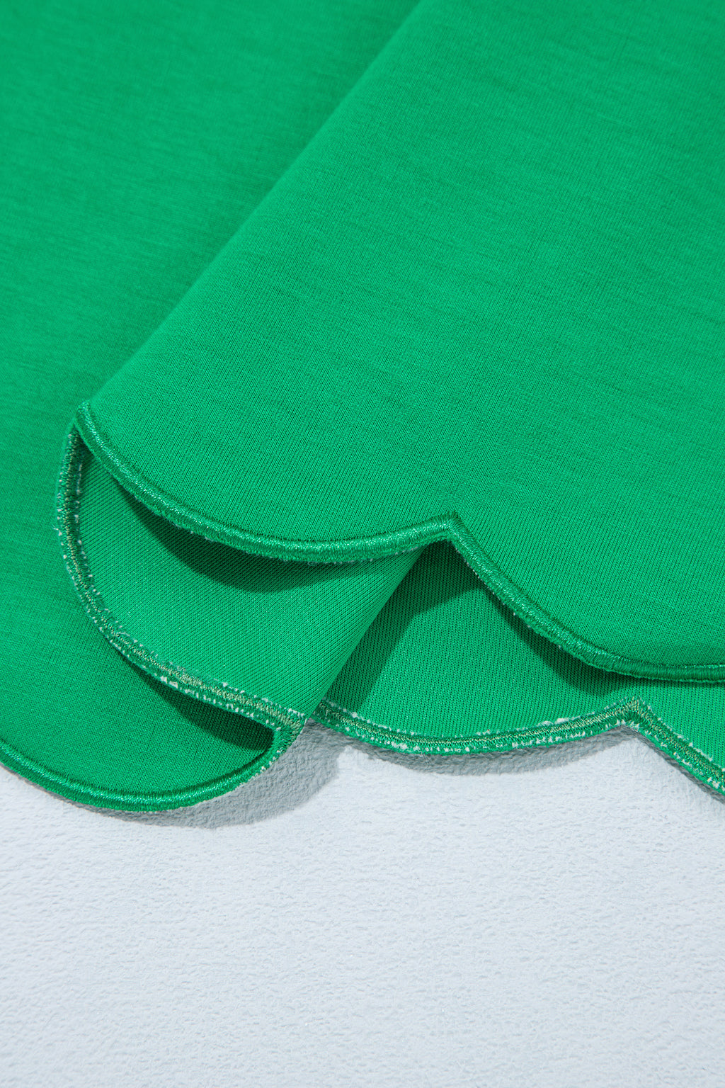 Bright Green Sleeveless Zip Front Scallop Hem Mini Dress