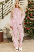 Pink Christmas Tree Nutcracker Print 2pcs Lounge Pant Set
