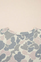 Multicolour Retro Camouflage Print Plus Size 2pcs Outfit