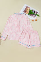 Pink Bow Tie Front Christmas Nutcracker Long Sleeve Shirt Shorts Pajama Set
