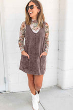 Goat Vintage Washed Denim V Neck Suspender Mini Dress