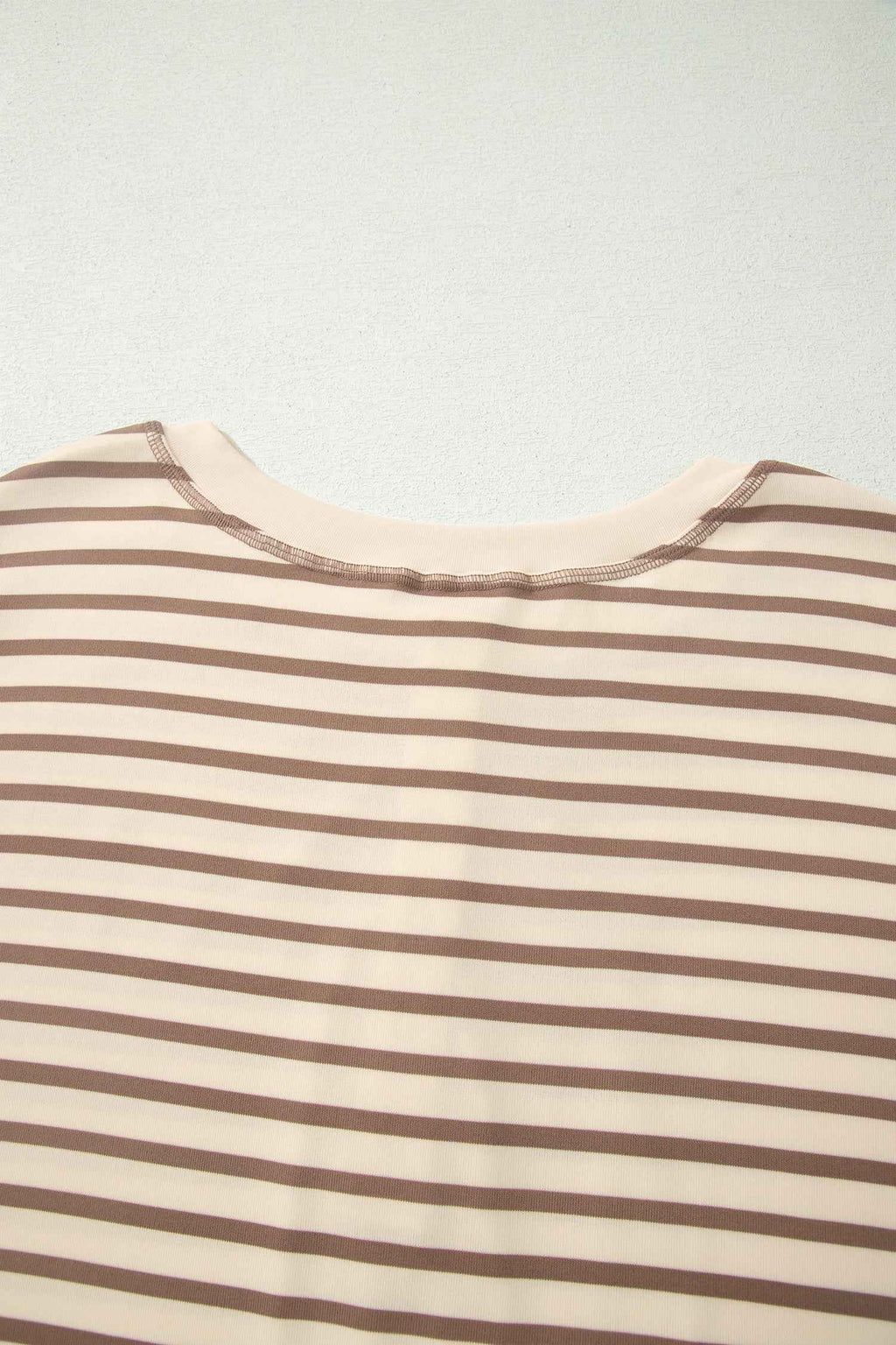 Brown Stripe Plus Size Half Buttons Top and Shorts Set