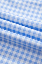 Sky Blue Gingham Plaid Double Layered Cami Mini Dress 3pcs Set
