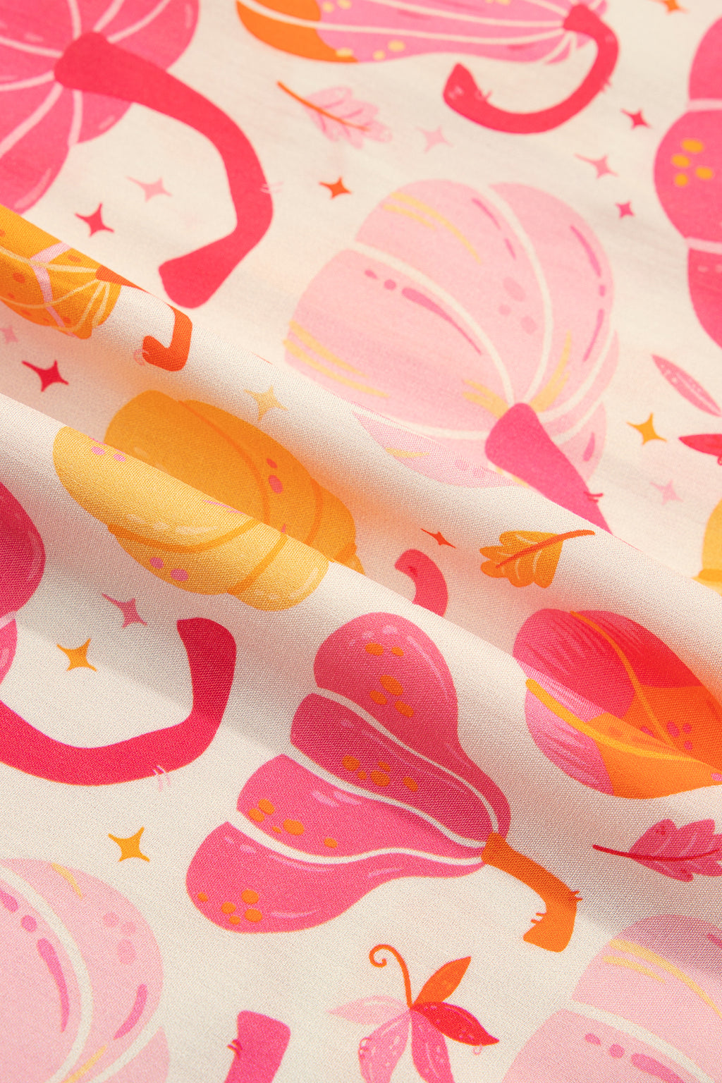 Pink Short Sleeve Pumpkin Print Pocket Placket Shell Button Lounge Set - MuseLover