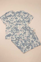 Multicolour Retro Camouflage Print Plus Size 2pcs Outfit