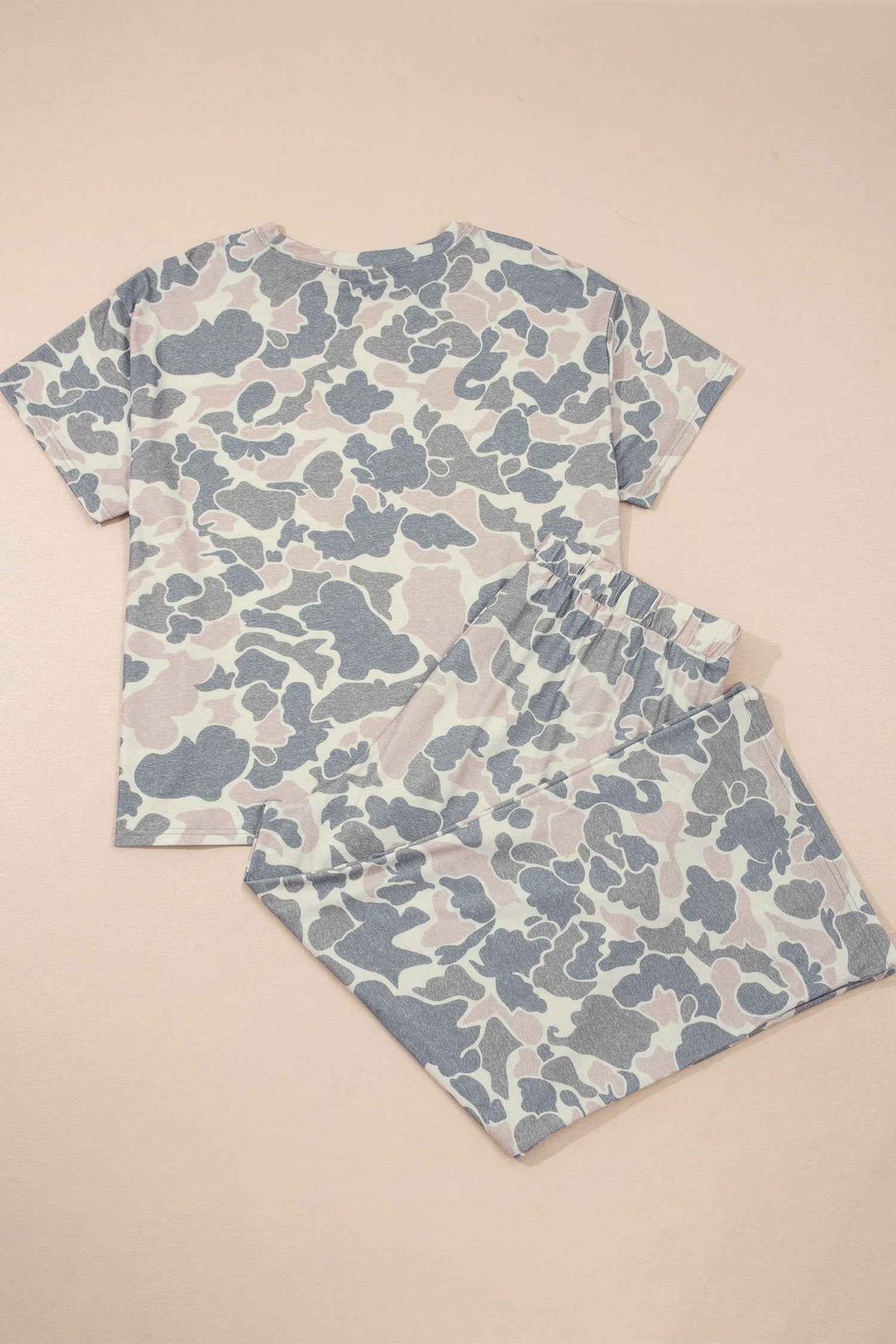 Multicolour Retro Camouflage Print Plus Size 2pcs Outfit