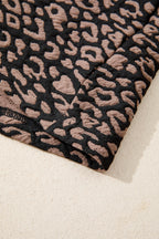 Black Leopard Print Bubble Sleeve Shift Mini Dress