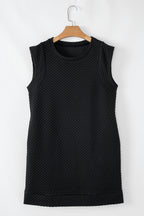 Black Textured Cap Sleeve T-shirt Shift Mini Dress