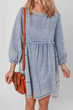 Beau Blue Light Wash High Waist Loose Fit Denim Mini Dress
