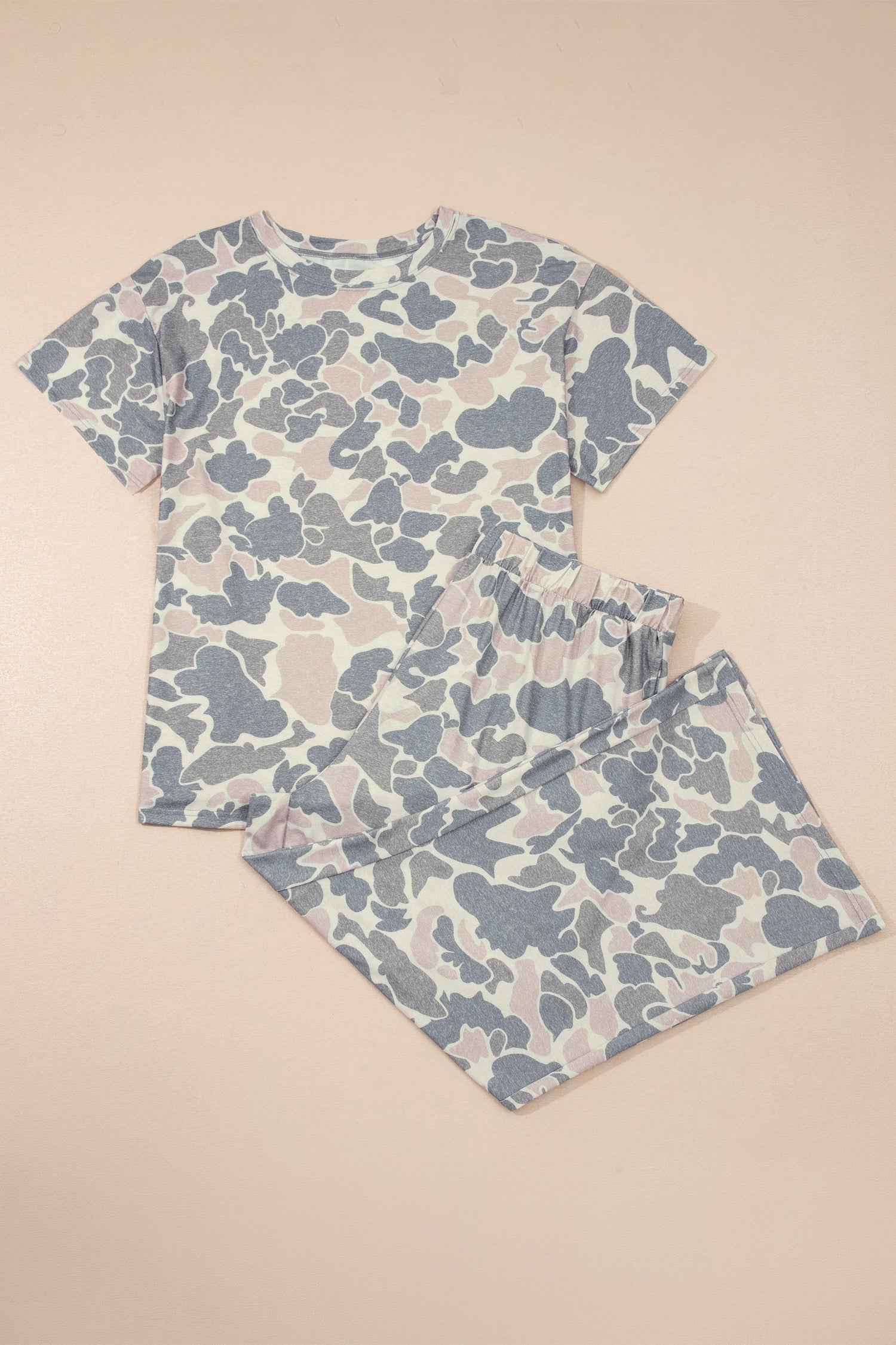 Multicolour Retro Camouflage Print Plus Size 2pcs Outfit
