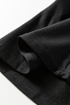 Black Plus Size Striped Cuffs Polo Collar Patchwork Long Sleeve Ruffle Hem Dress
