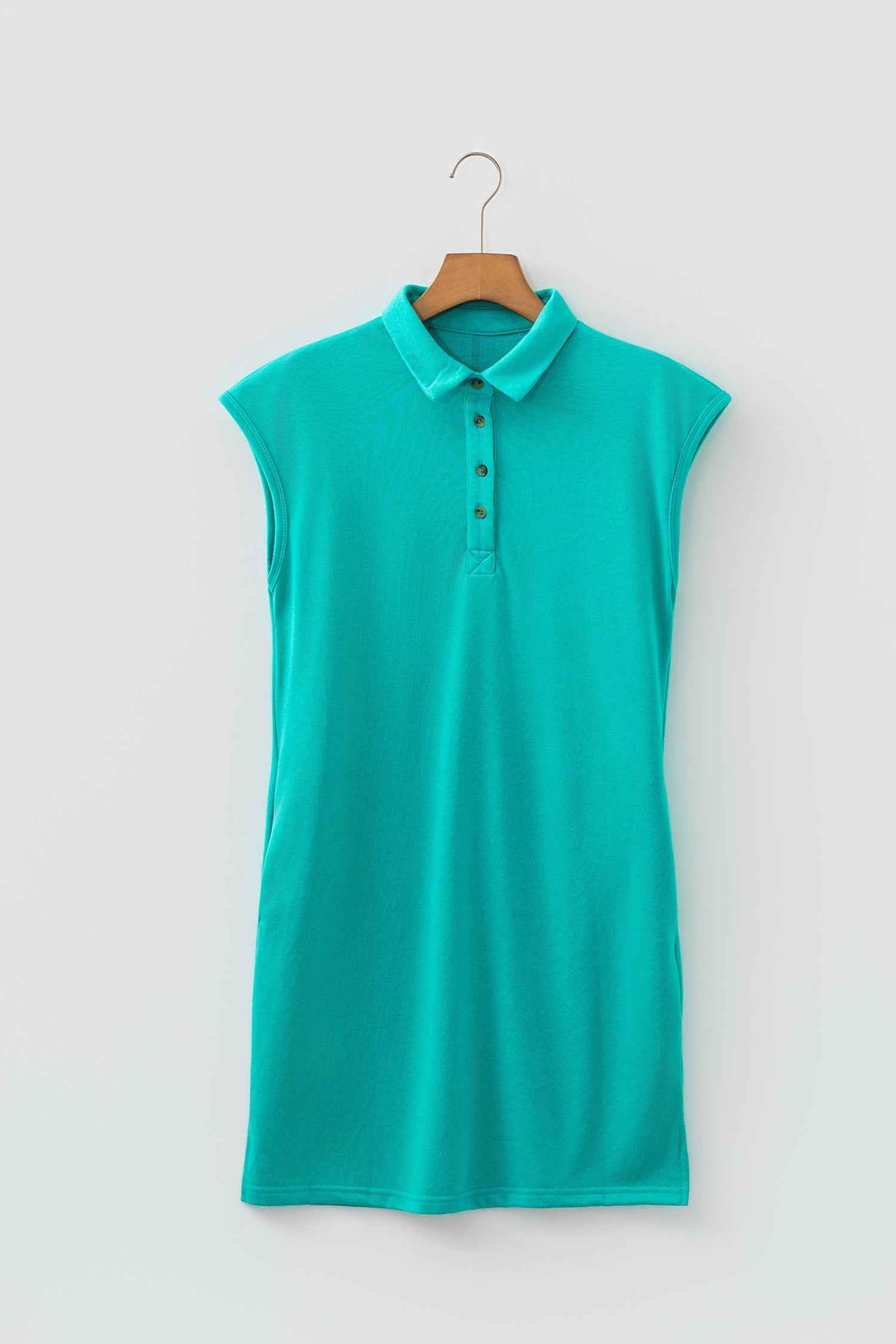 Sea Green Relaxed Fit Polo T Shirt Dress