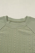 Laurel Green Jacquard Frilled Ruffled Long Sleeve Mini Dress