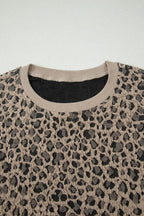 Khaki Leopard Textured Sleeveless Mini Dress with Pockets