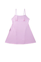 Sky Blue Gingham Plaid Double Layered Cami Mini Dress 3pcs Set