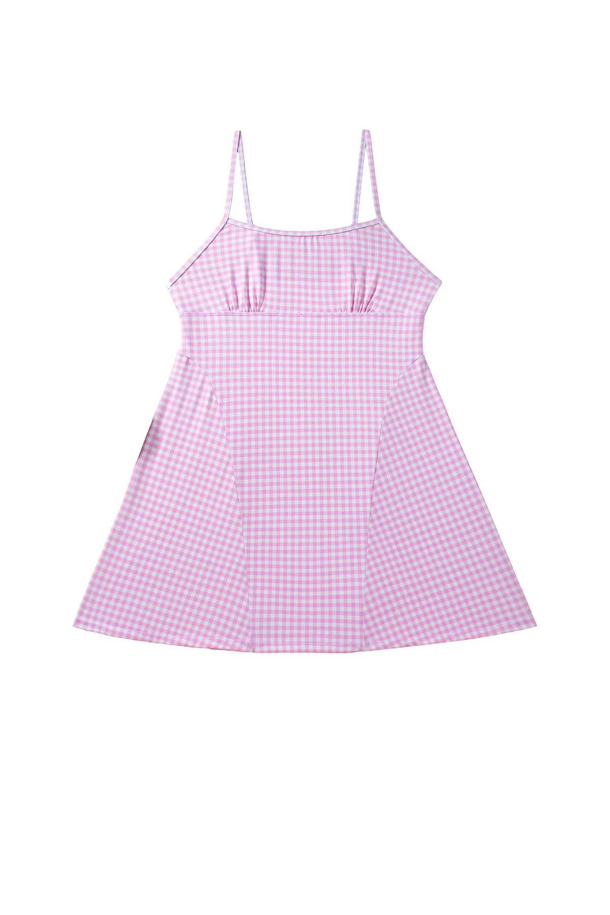 Sky Blue Gingham Plaid Double Layered Cami Mini Dress 3pcs Set