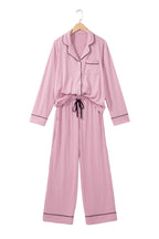 Delicacy Long Sleeve Colorblock Patchwork Two Piece Home Wear Lounge Set