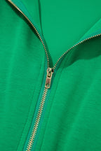 Bright Green Sleeveless Zip Front Scallop Hem Mini Dress