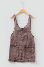 Goat Vintage Washed Denim V Neck Suspender Mini Dress