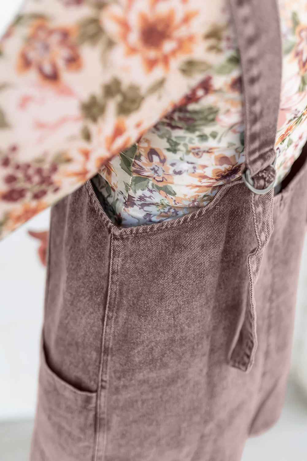 Goat Vintage Washed Denim V Neck Suspender Mini Dress